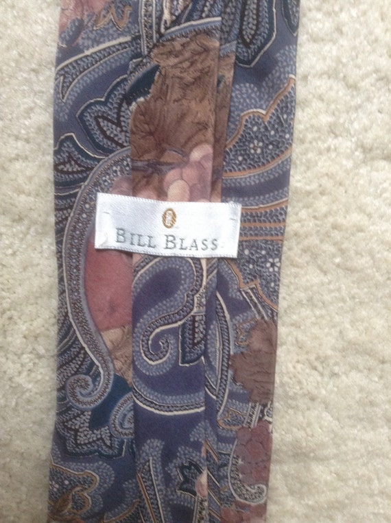 Blue Gray Bill Blass Mens Tie / All Silk Mens Necktie