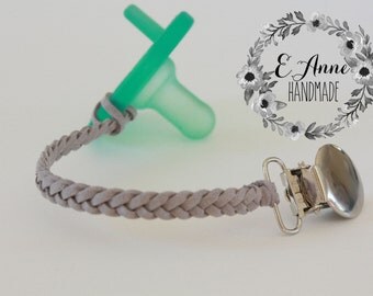 Leather Pacifier Clip Leather Binky Clip Soother Clip Leather Braided Pacifier Clip