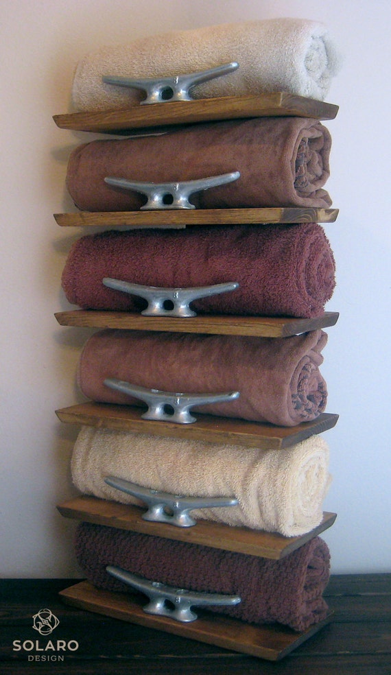 Rustic Nautical Towel Rack 6 Shelves