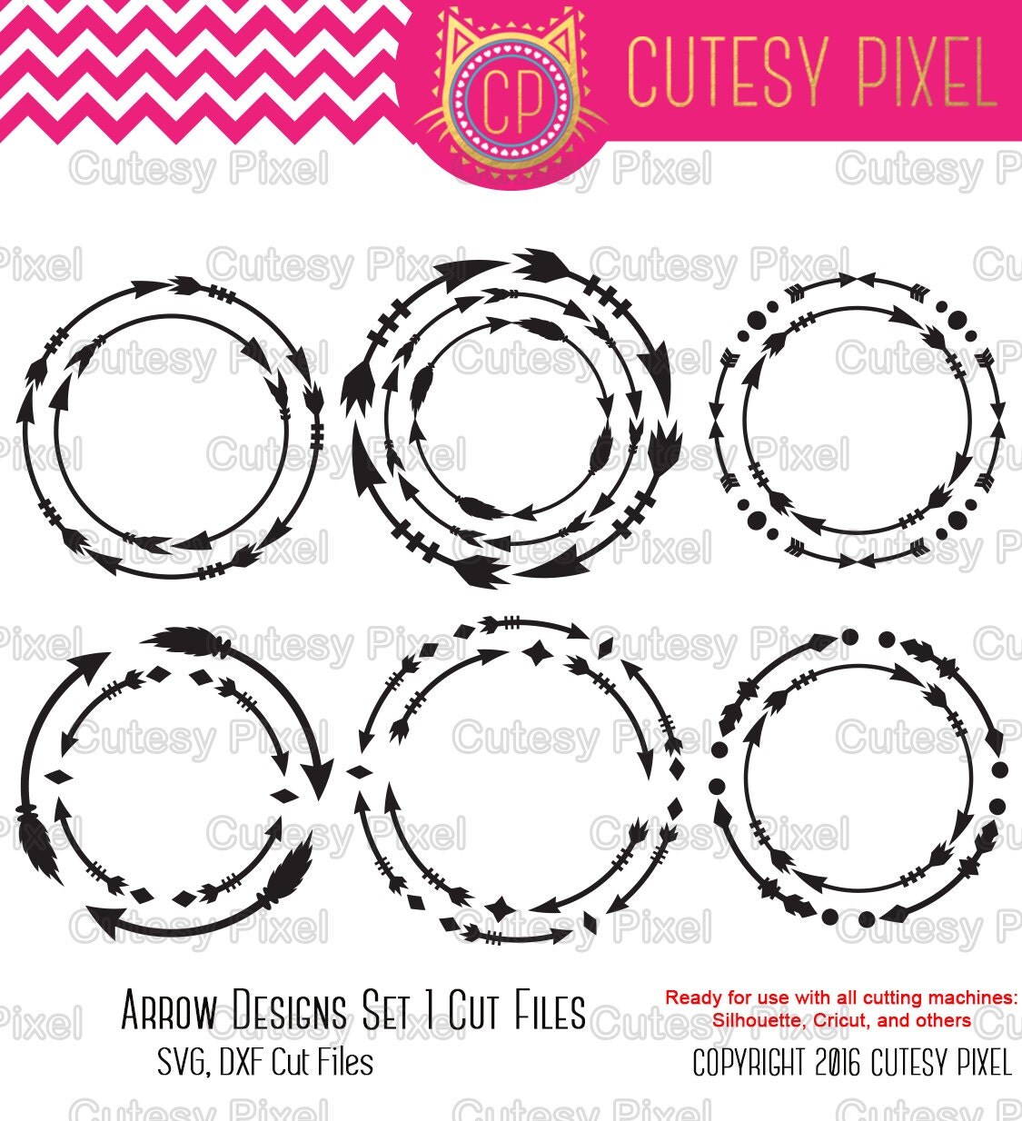 Download 6 Arrow Monogram Frames Svg cutting file, arrow Designs SVG, DXF, Cricut Design Space ...