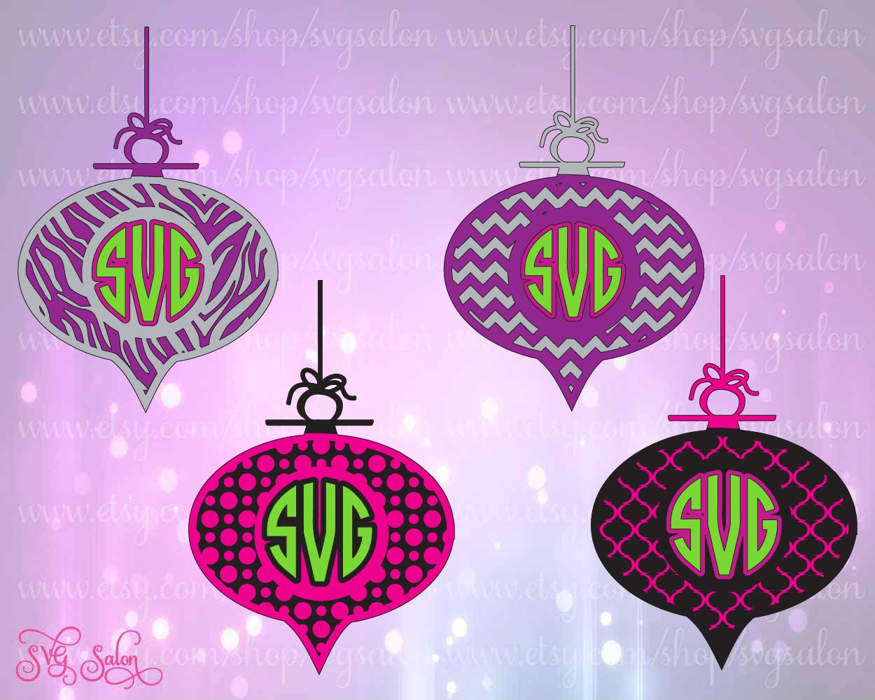 Download Christmas Ornament Monogram SVG Chevron Polka Dot by SVGSalon