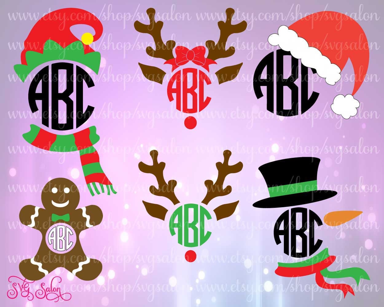 Download Christmas Monogram Frame Cutting Files in Svg Eps Dxf by SVGSalon