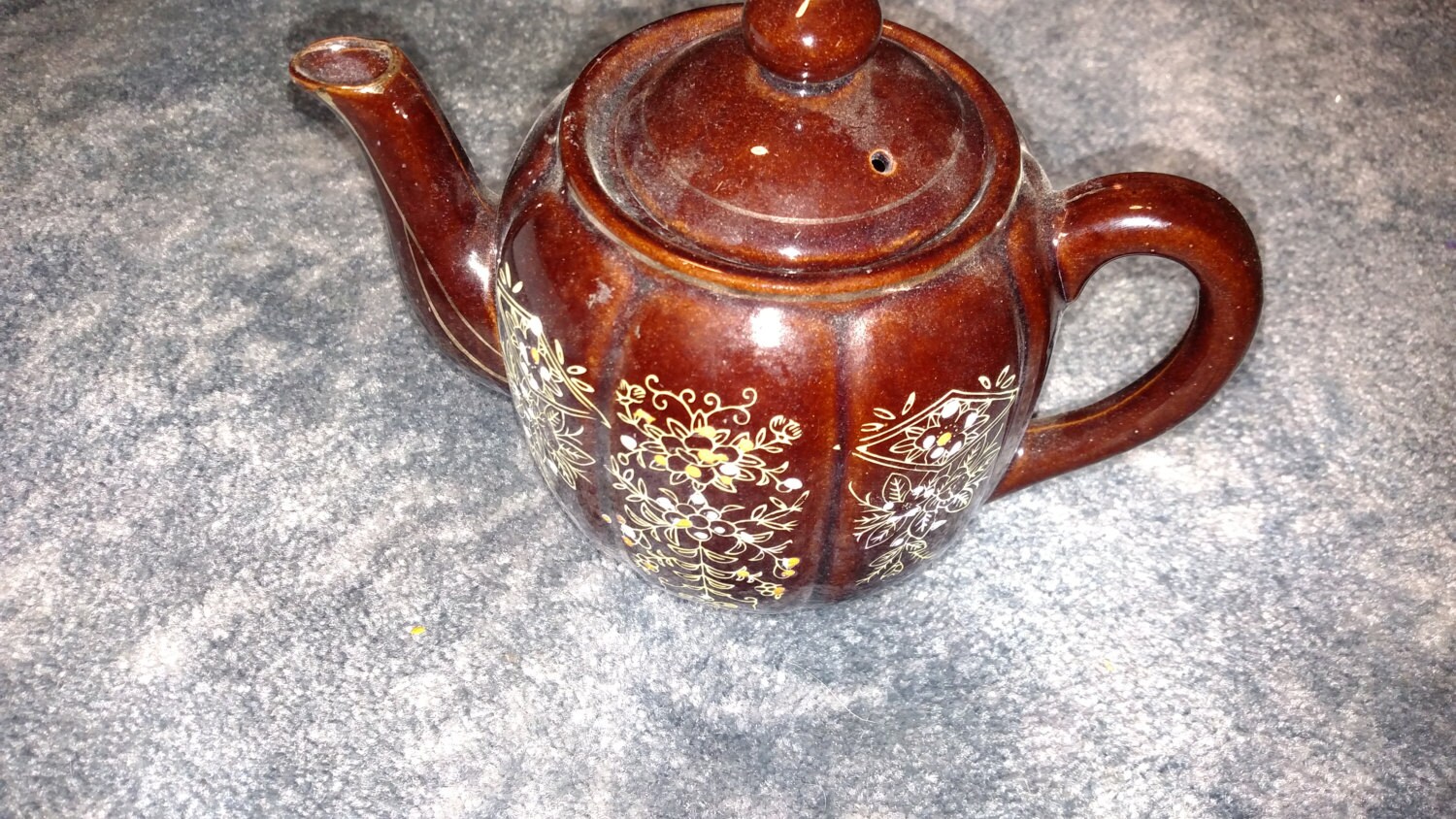Vintage Brown Tea Pot trimmed in Gold, Made in Japan Haute Juice