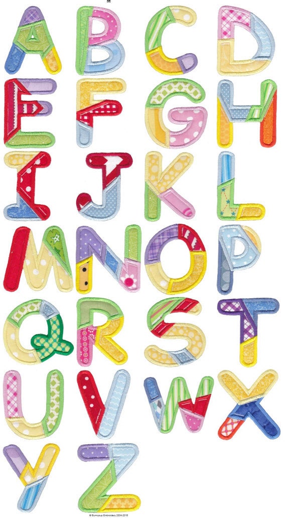 Patches Alphabet Applique Machine Embroidery by BunnycupEmb