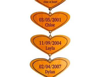Personalized Grand Parents Gift,Grand Kids -Always Close at Heart,Custom Grand Kids Names Wall Hearts,My Grandkids and their Birthdays