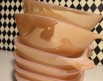 Pyrex Agee Australia,Peach Lustreware ramekins lovely condition -set of 6
