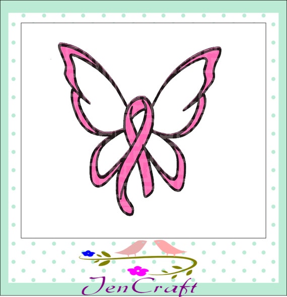 Breast Cancer Ribbon Butterfly SVG Cut File by JenCraftDesigns