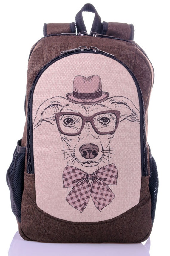 Dog print backpack City backpack Hipster backpack Brown