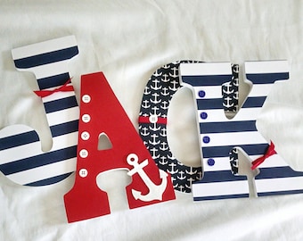 Nautical letters, nautical nursery letters, wooden letters, nautical nursery boy, wooden letters for boy