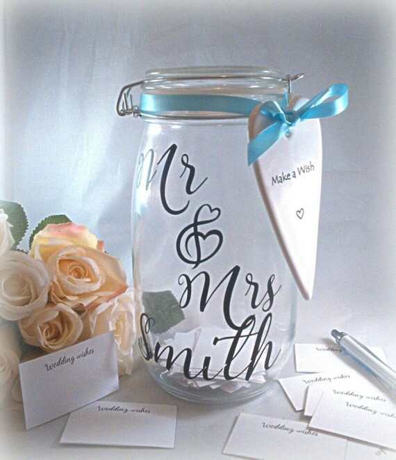 Wedding jar wedding guest book wedding wishes by handmadebydebmac