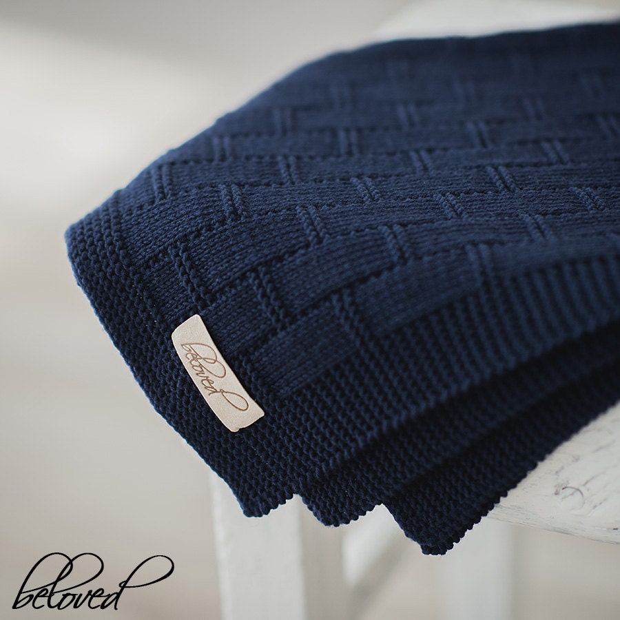 chunky navy throw from Lands' End | Blue throw blanket ...