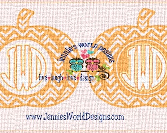 Chevron Pumpkin Monogram Bundle - SVG/DXF/PNG - Cut - studio - Cricut, Studio, Printable File, halloween, fall, thanksgiving