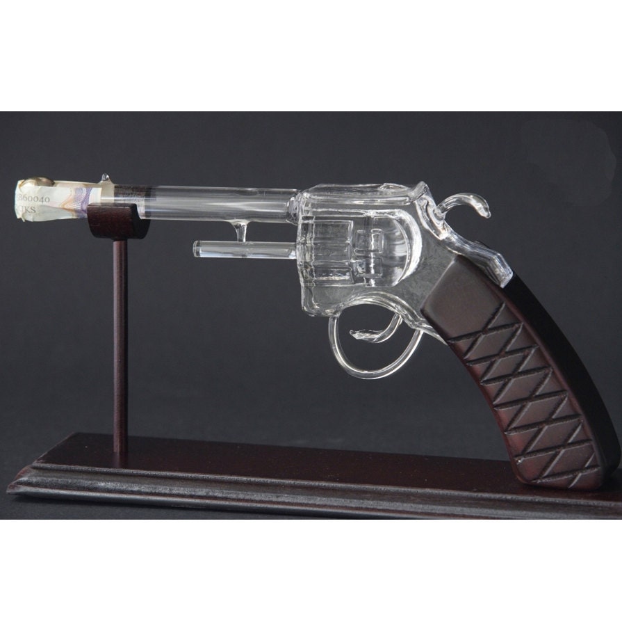 Gun revolver tequila bottle vodka bottleColt by CzechGlassArt