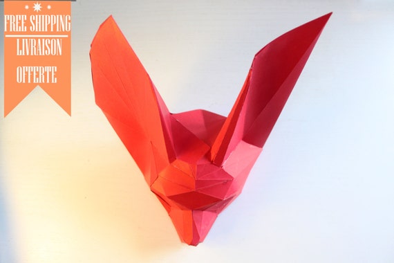 DIY paper kit Fox head handmade paper sculpture. by SculPaperShop