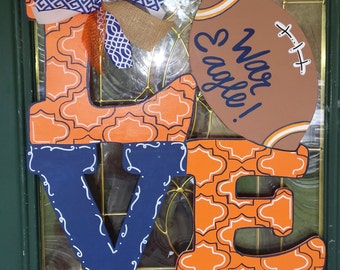 Football Door Hanger, Auburn Door Hanger, Football Door Hanger, Fall Ball, Auburn Pawprint, Auburn Football Door Hanger, Football Wreath