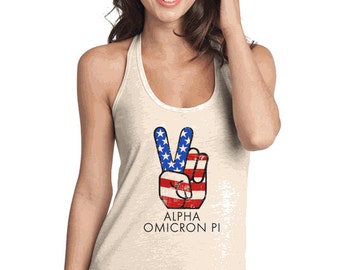 Alpha Omicron Pi Peace Juniors T-Back Tank