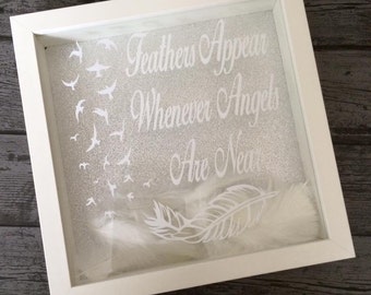 Feathers Appear Whenever Angels Are Near Memorial Frame Quote Heaven Feathers Sky Rememberance