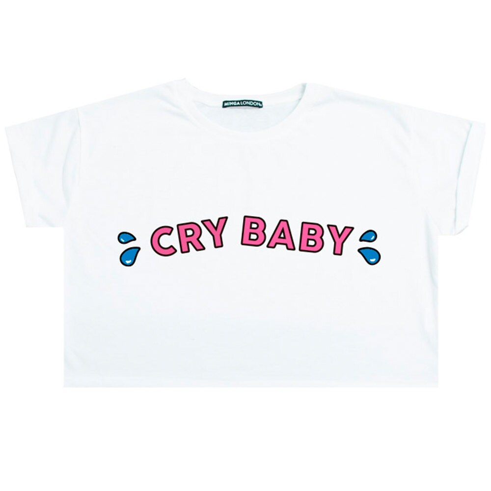 CRY BABY TOP crop t shirt womens ladies fun tumblr hipster