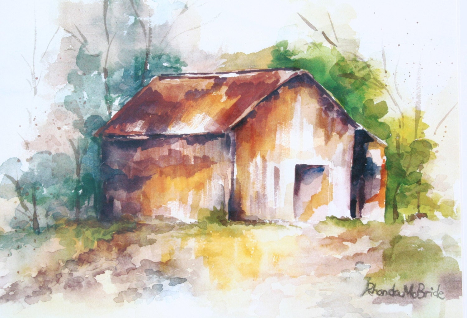 Old Barn Watercolor Print Weathered Barn By FantasyinWatercolor   Il Fullxfull.841568690 Rfto 