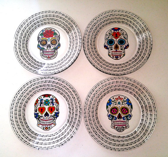 Sugar Skull Dinnerware Sugar Skull Plates by TheNocturnalPanda