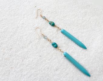 Items Similar To Turquoise And Spike Drop Earrings With Free Shipping
