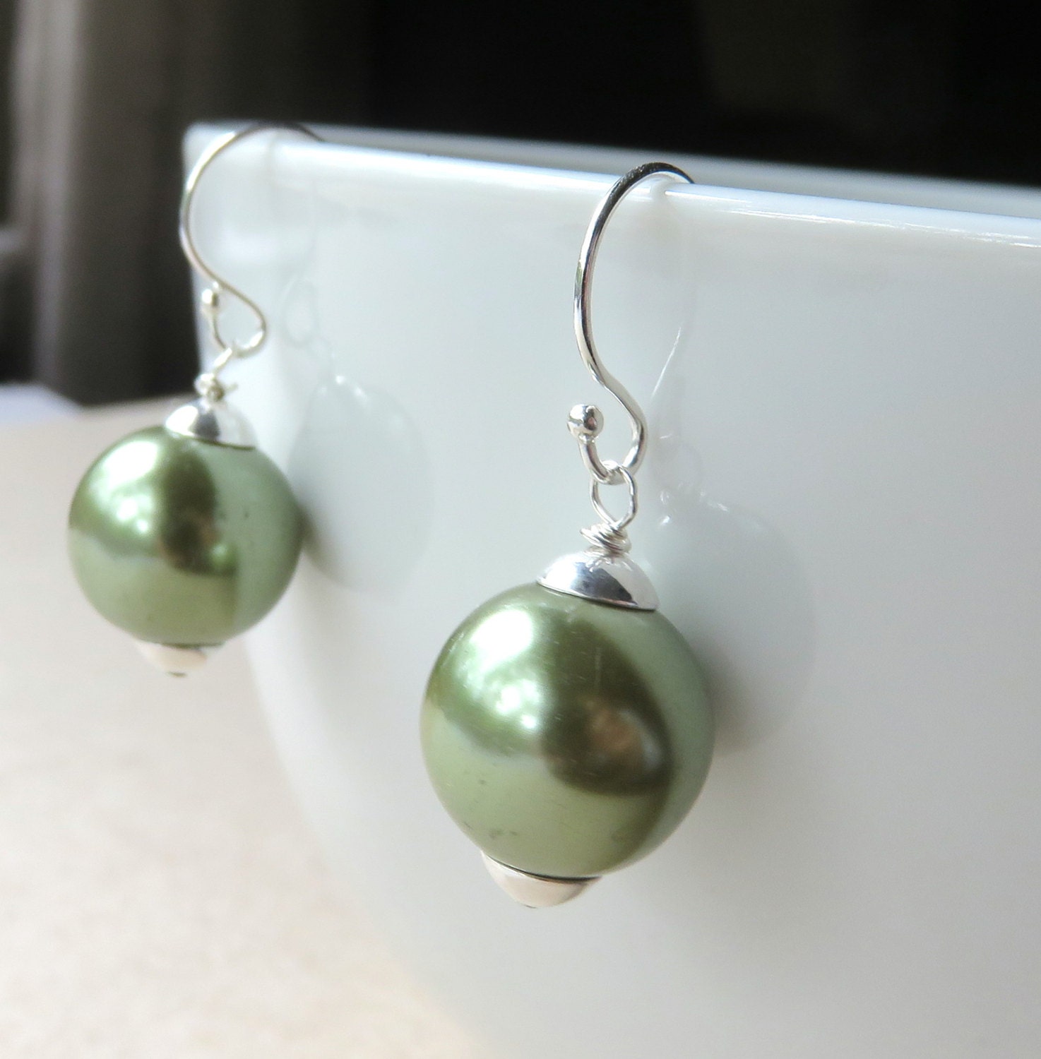 Pearl Drop Earrings Modern Pearl Earrings by JemsbyJBWeddings