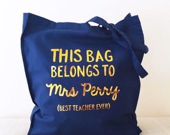 Personalised Teacher Tote Bag, Personalized Teacher Tote bag, Foil Bag, Eco Bag, Tote Bag