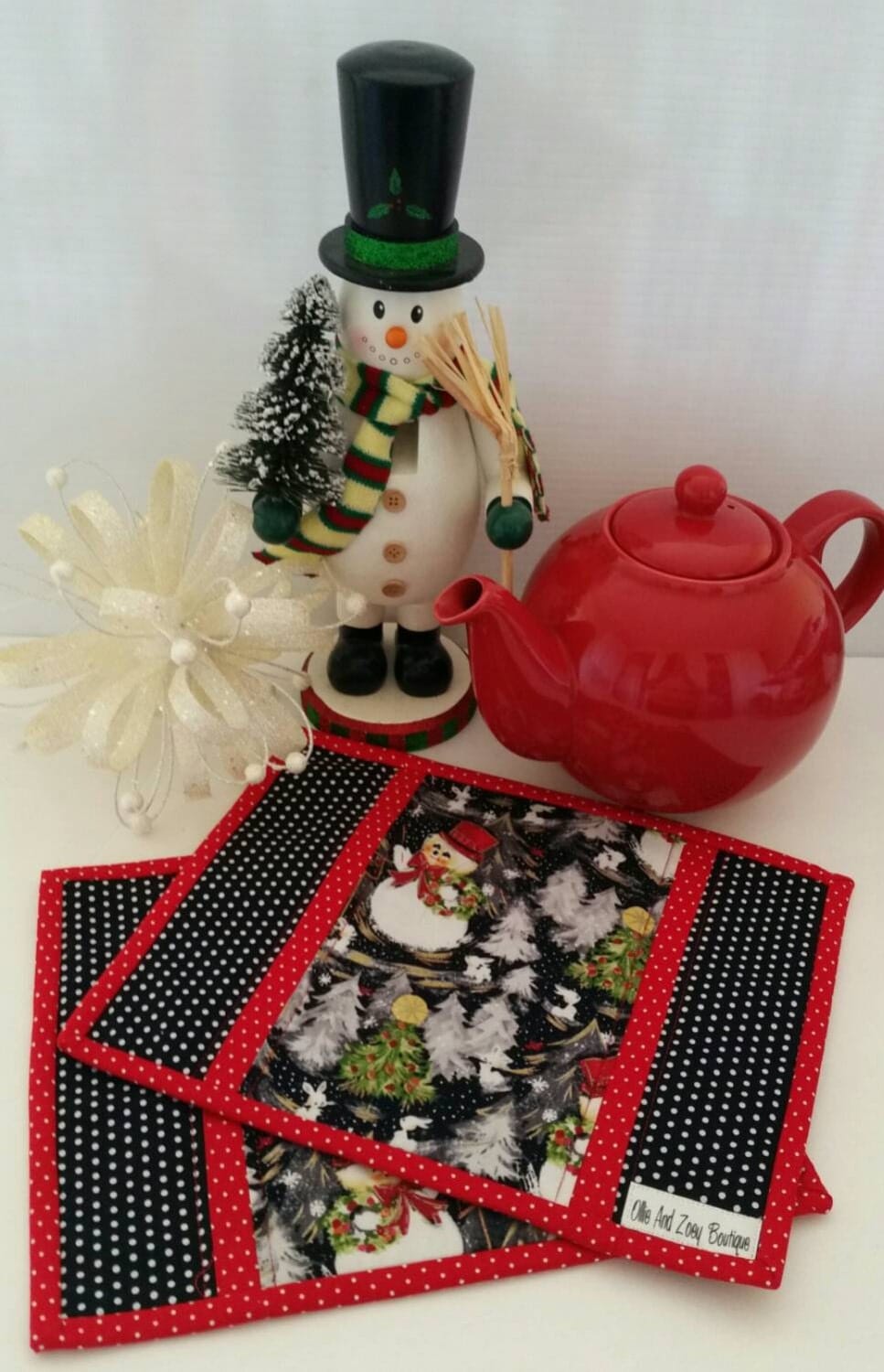 Christmas mug rug Holiday mug rug Snack mat HandmadeReady