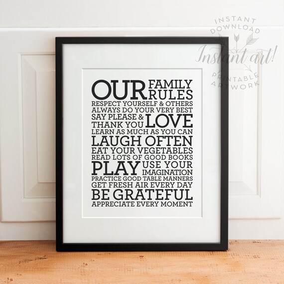 Our Family Rules sign PRINTABLEfamily by TheCrownPrints on Etsy