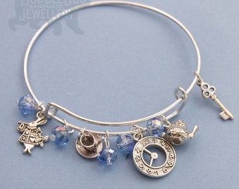 Fairytale Charm Bracelet - inspired by Alice in Wonderland and Alice through the Looking Glass - adjustable bangle - Fairytale Character