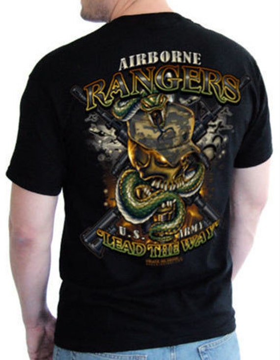 US Army Rangers Snake & Skull T-Shirt Black s m l xl 2xl