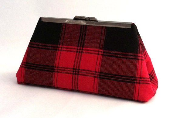 black and red plaid handbag