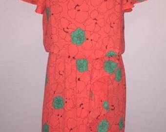 Vintage 80s Floral Ruffle Dress / size 12 / by J.B. Too