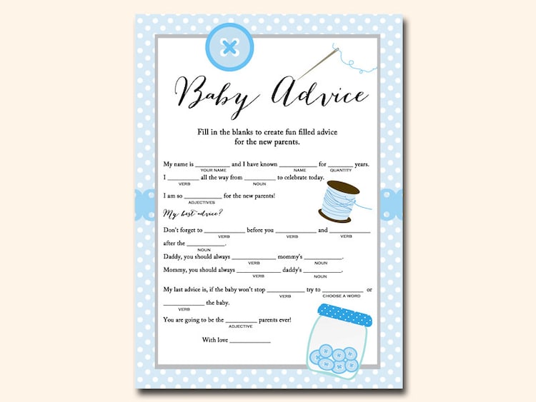 Baby advice mad lib advice for new parents by MagicalPrintable