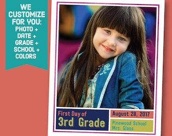 Custom Fall Back to School 8x10 Collage - Printable 1st First Day of School Sign - Customized School Bus Chalk Board - 1st 2nd 3rd 4th Grade