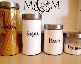 Canister Set Decals | Personalized Canister Set | Kitchen Canister Labels | Canister Set Labels | Set of 4| Word Vinyl Decal | Customized