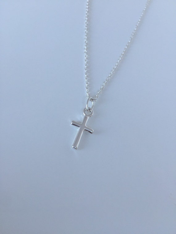 Delicate Cross Sterling Silver Necklace Cross Minimal