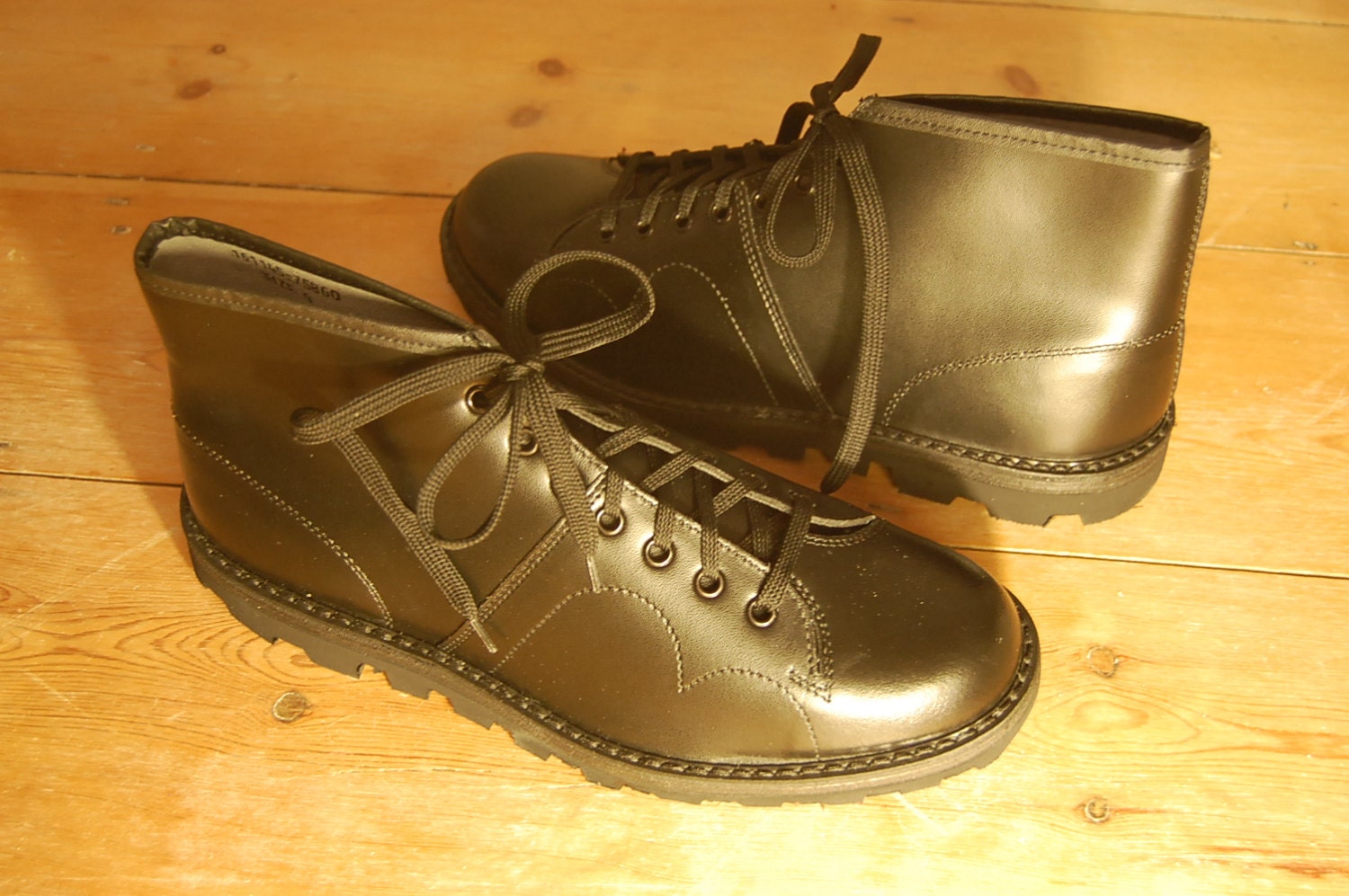 Original Grafters black leather Monkey Boots Size 9 UK Czech