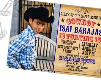 Boy Cowboy Birthday,Cowboy, Cowboy Western Party Invitation, DIY, Printable Invitation