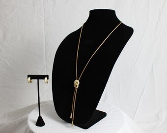 Vintage Monet Cream Enamel Gold Tone Necklace and Earrings Set