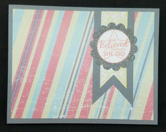 Pop-up gift card holder, girl encouragement card, woman encouragement card, new job card, cancer remission card, IR4, I Run for Michael