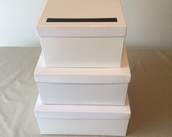 DIY White Deluxe Wedding Card Boxes Triple Stacked 14 x 14 x 18