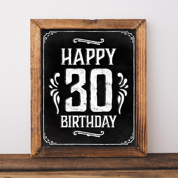 30th birthday decoration. Printable 30th birthday poster.