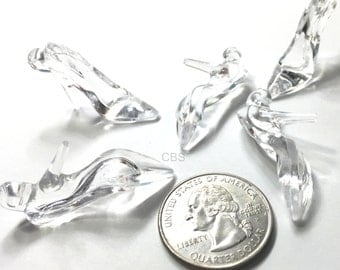 1-5 Acrylic "Glass" Slipper Charms. You choose the quantity. High Heel clear resin shoe charm.