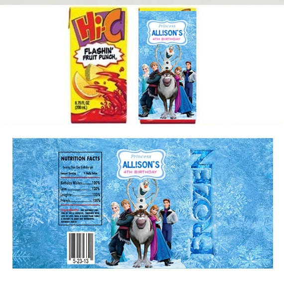 Disney Frozen Juice Box Wrappers Labels Covers party favors
