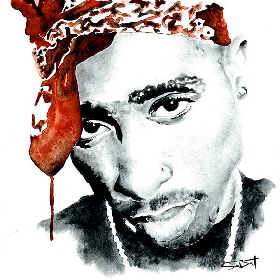 Tupac Watercolor abstract painting Illustration by SABATTART