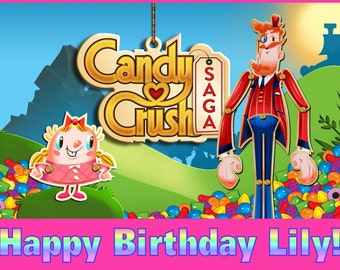 Personalized Birthday Party Holiday Edible Image Icing Frosting Sheet Cake Topper - 1/4 Sheet Sized - CANDY CRUSH SAGA