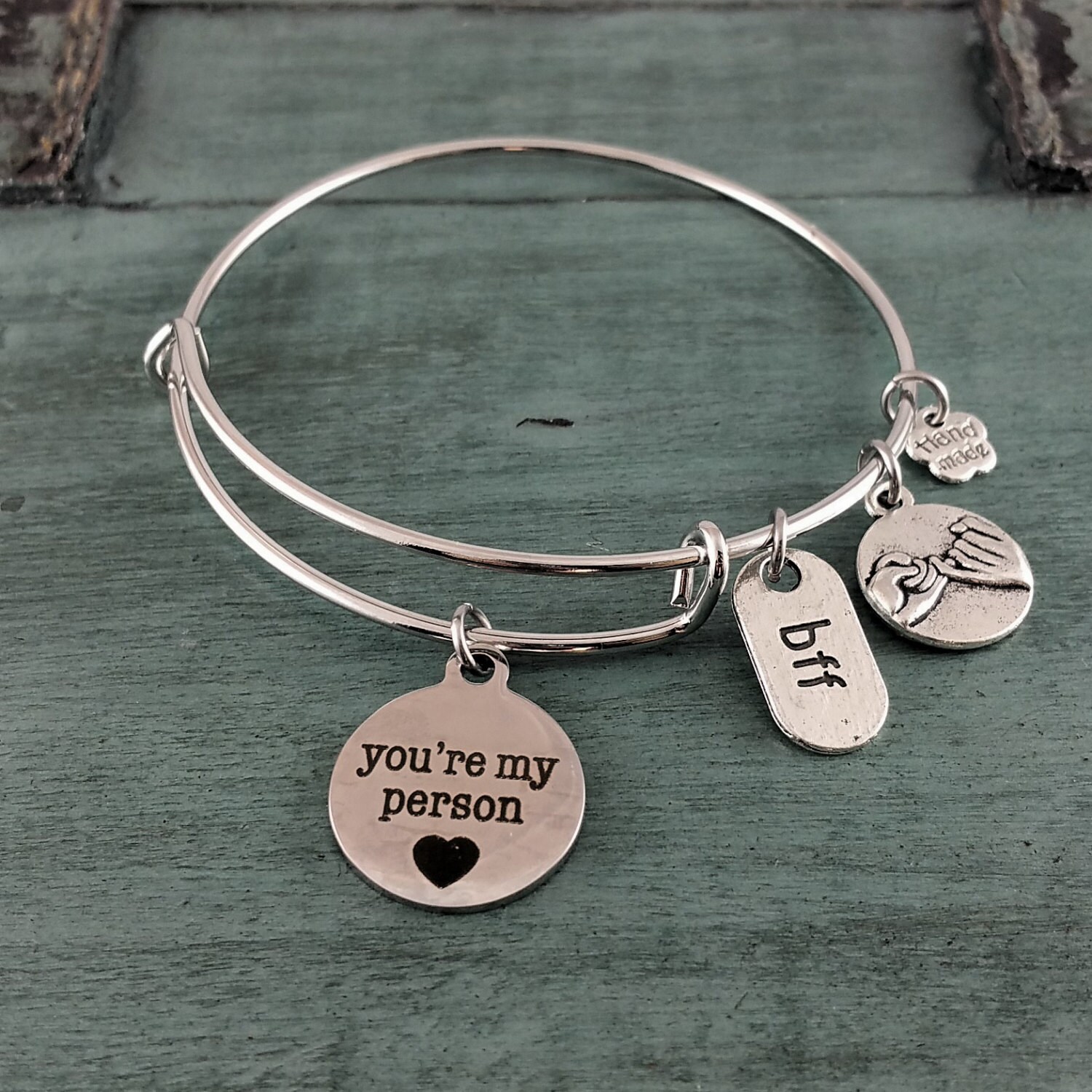 You're My Person Bangle Charm bracelet Handmade Jewelry