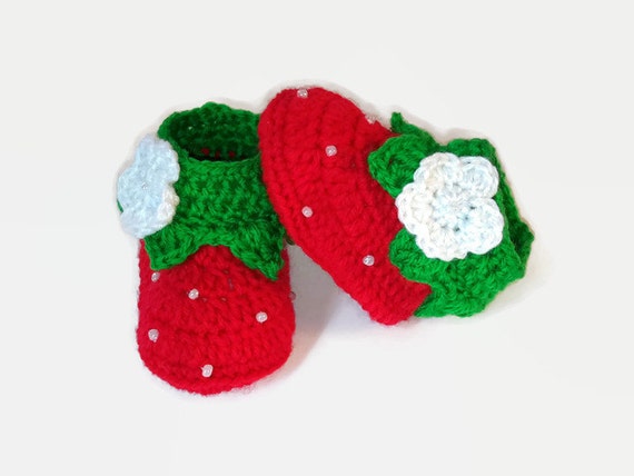 Baby Boots Crochet Baby Booties Strawberry Baby by ...