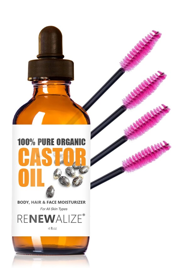 Organic CASTOR OIL by Renewalize in Large 4 OZ. Dark Glass